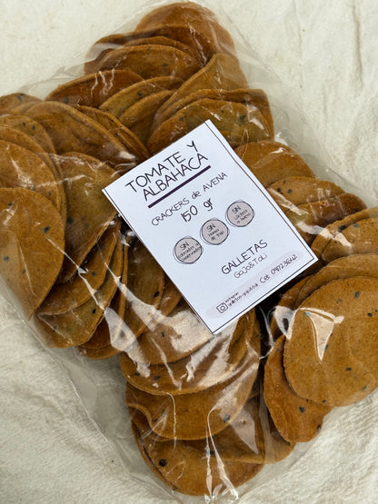 Crackers de Avena, Tomate y Albahaca